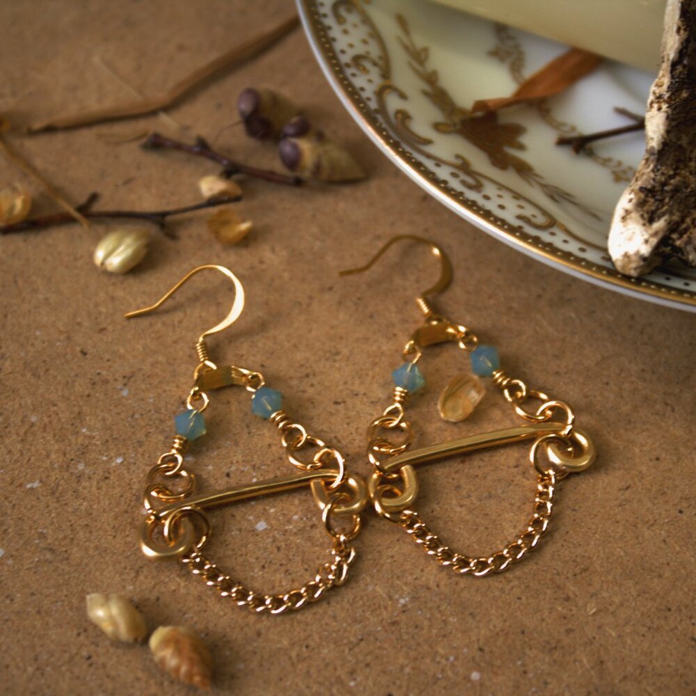 Brass Folk Dangle Earrings